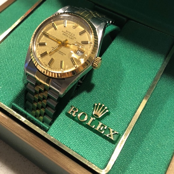 100%AUTHENTIC Rolex Datejust 16233 Gold Linen dial - Picture 8 of 8